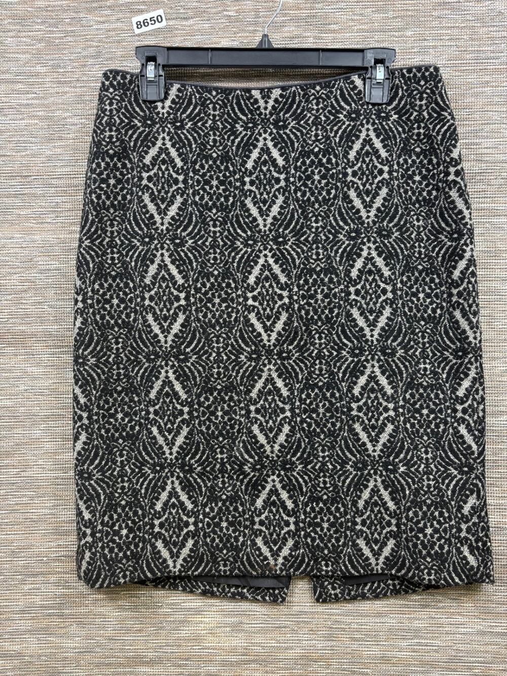 Talbots Wool Blend Pencil Straight Skirt Womens 8 Black White Lined Work Career